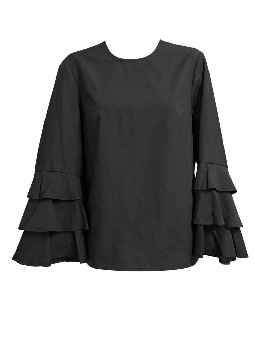 Zanzea Black Tiered Ruffle Sleeve Blouse
